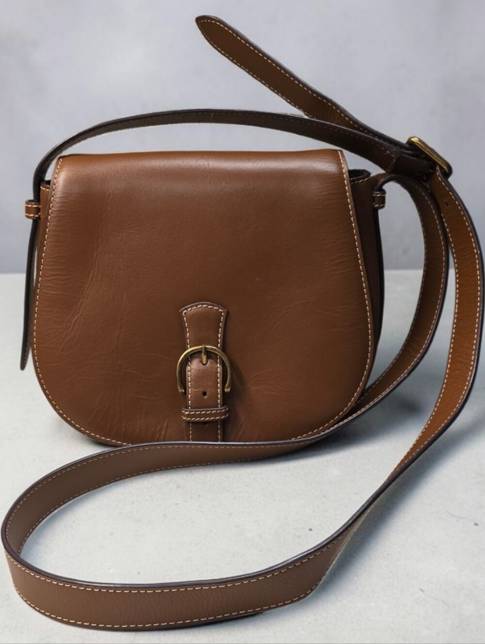 Sam Edelman Hallie Leather Saddle Bag Brown Crossbody